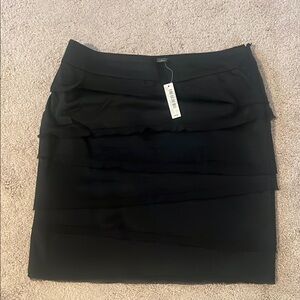 White House Black Market Black Ruffled Mini Pencil Skirt